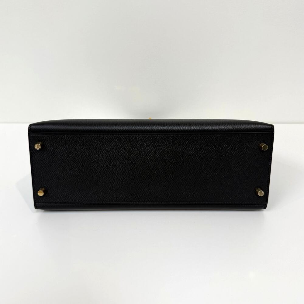 HERMES Kelly 32 Black Epsom Gold Hardware Handbag Leather Top Handle Crossbody - Picture 4 of 13